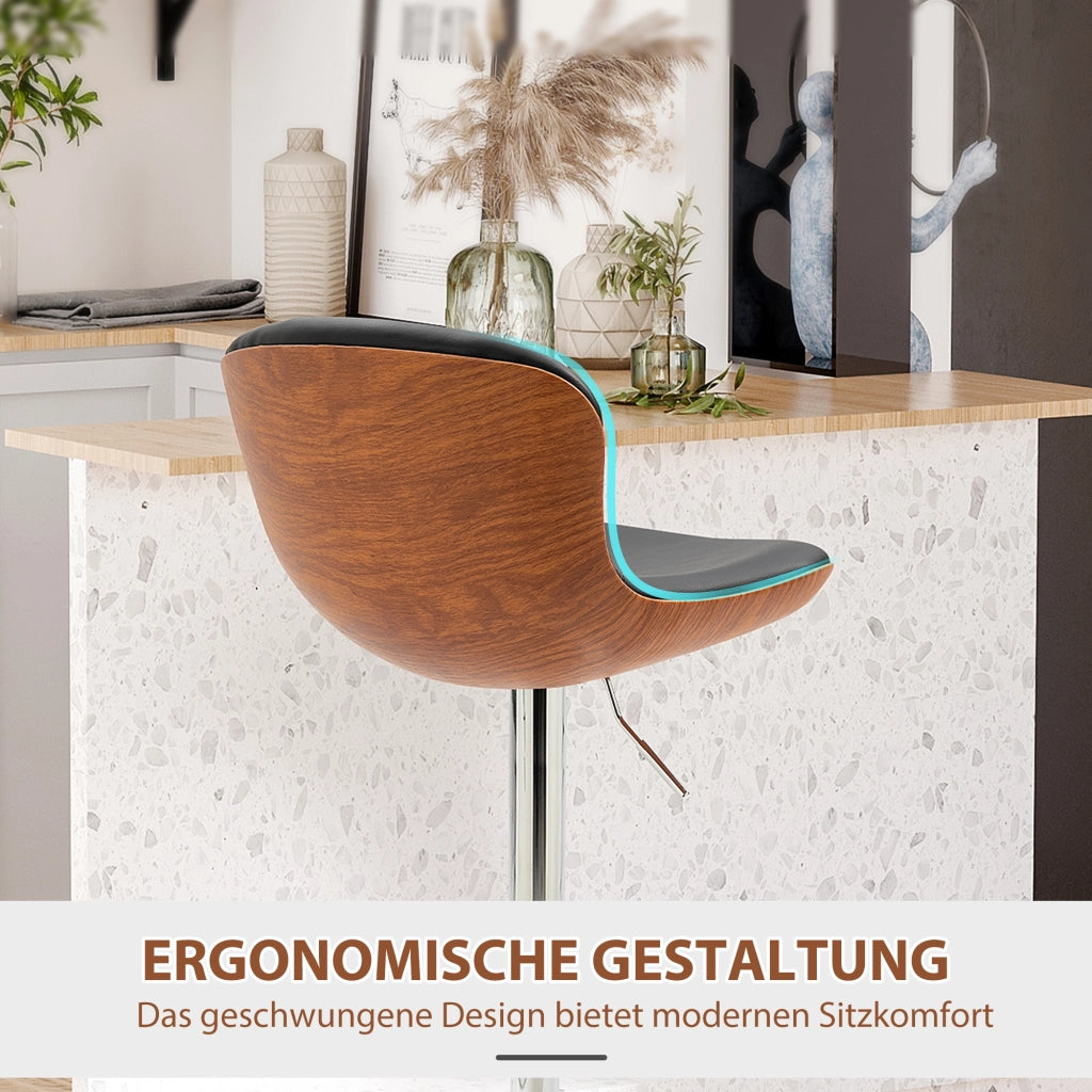Set 2 Sedie Alte ¨C zephmum ¨C Regolabile, Sgabelli Girevoli, Struttura in Metallo, Nero