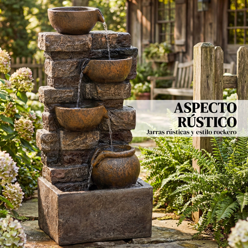 Fontana da Giardino con Illuminazione LED ¨C Minimal ¨C Marrone 5 Livelli