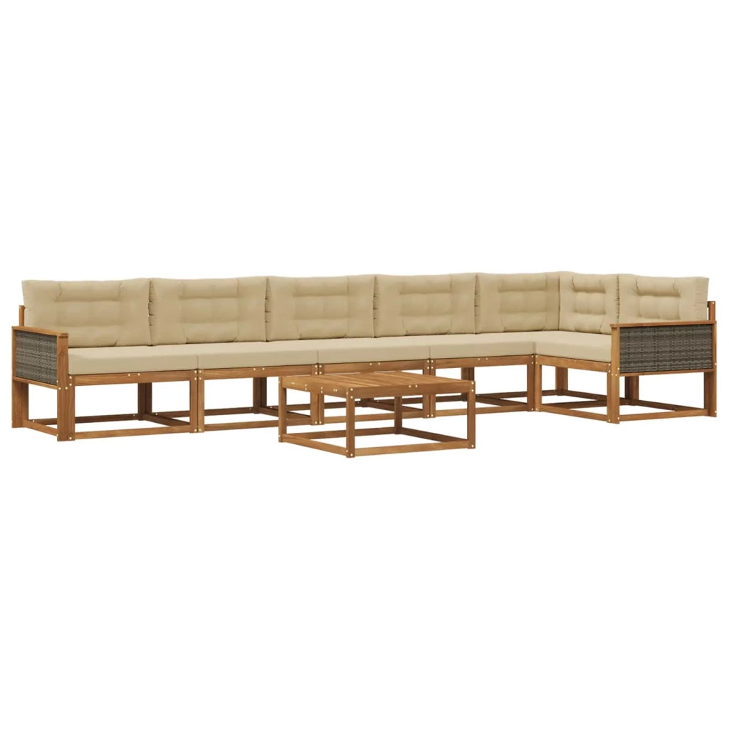 Set di divani da esterno con cuscino 7 pcs Naturale e Beige 3382621