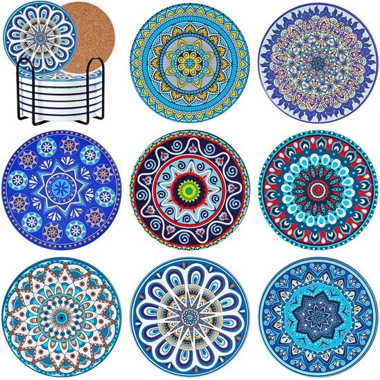 Set di 8 Sostegni per Vasi in Ceramica con Supporto per Decorazione di Cucina e Sala con 10 cm di Altezza