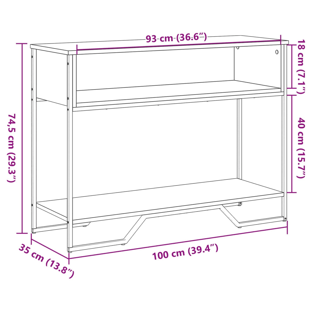 vidaXL Tavolo Consolle Nero 100x35x74,5 cm in Truciolato