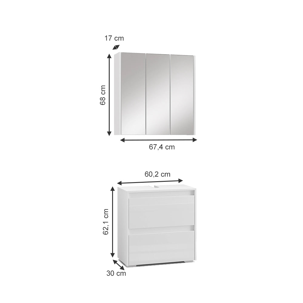 Set di mobili da bagno Majest Bianco lucido 2 parti Vicco