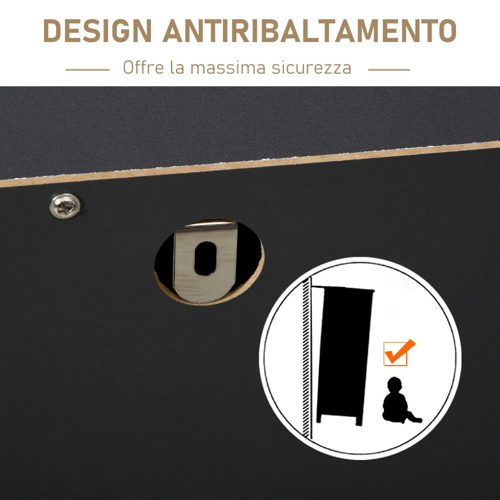 Cassettiera con 5 Cassetti in Legno Massello ¨C Minimal ¨C Grigio Scuro 80x40x80