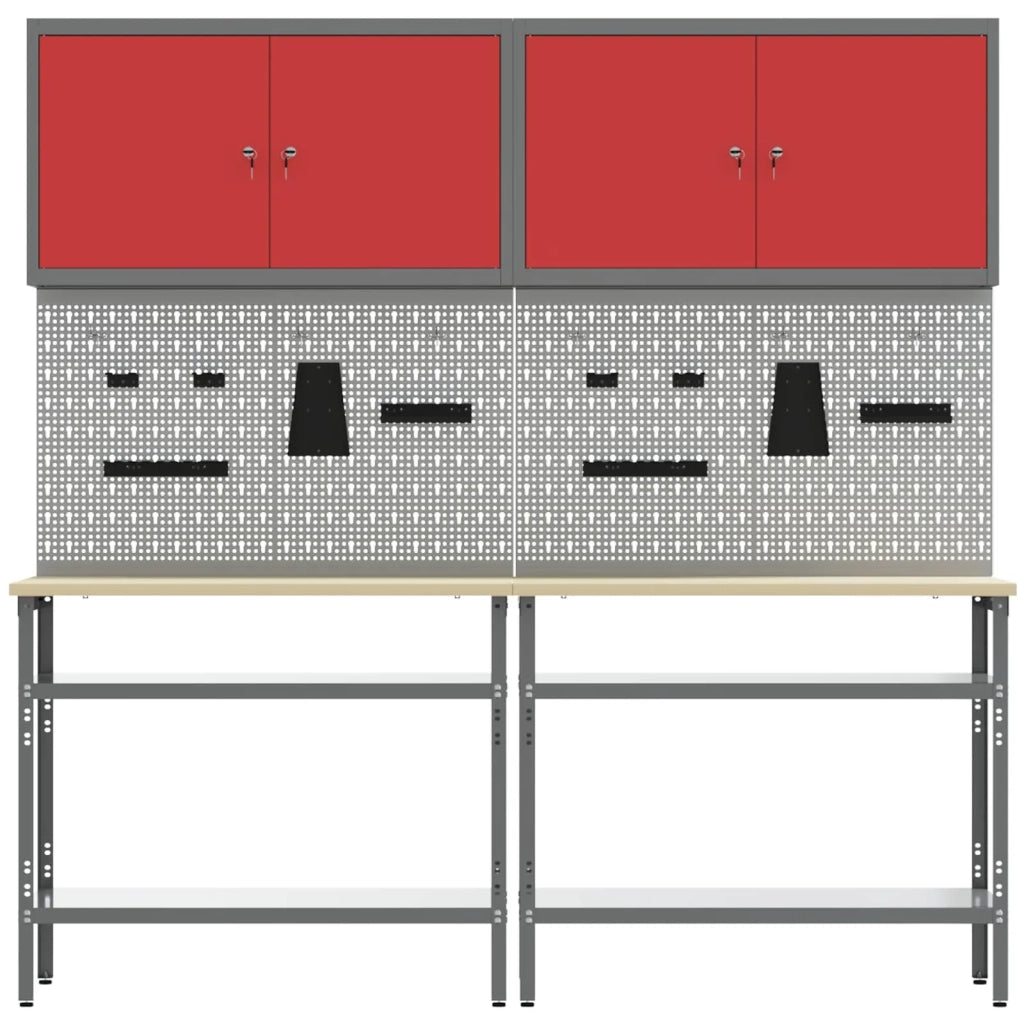 Set banco da lavoro con lo scaffale 8 pcs Rosso e Grigio 3321501