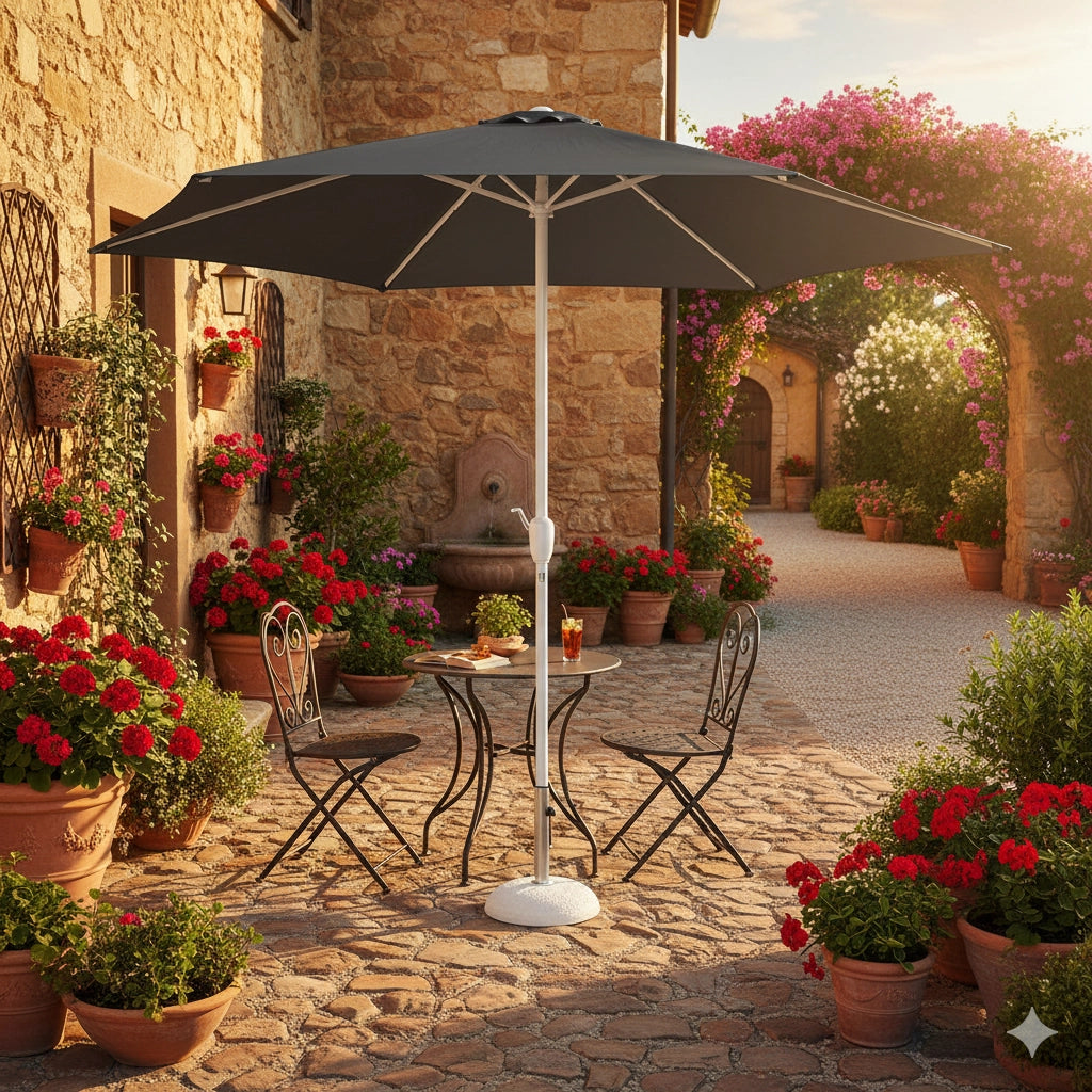 Ombrellone da Giardino Ø3 m Palo Ø48 mm Poly Eco in Acciaio Telo Grigio