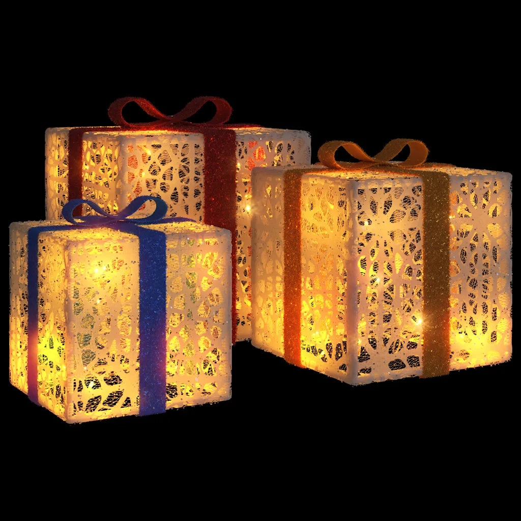 Pacchi di Natale Illuminati 3 pz 64 LED Bianco Caldo CFW9584696