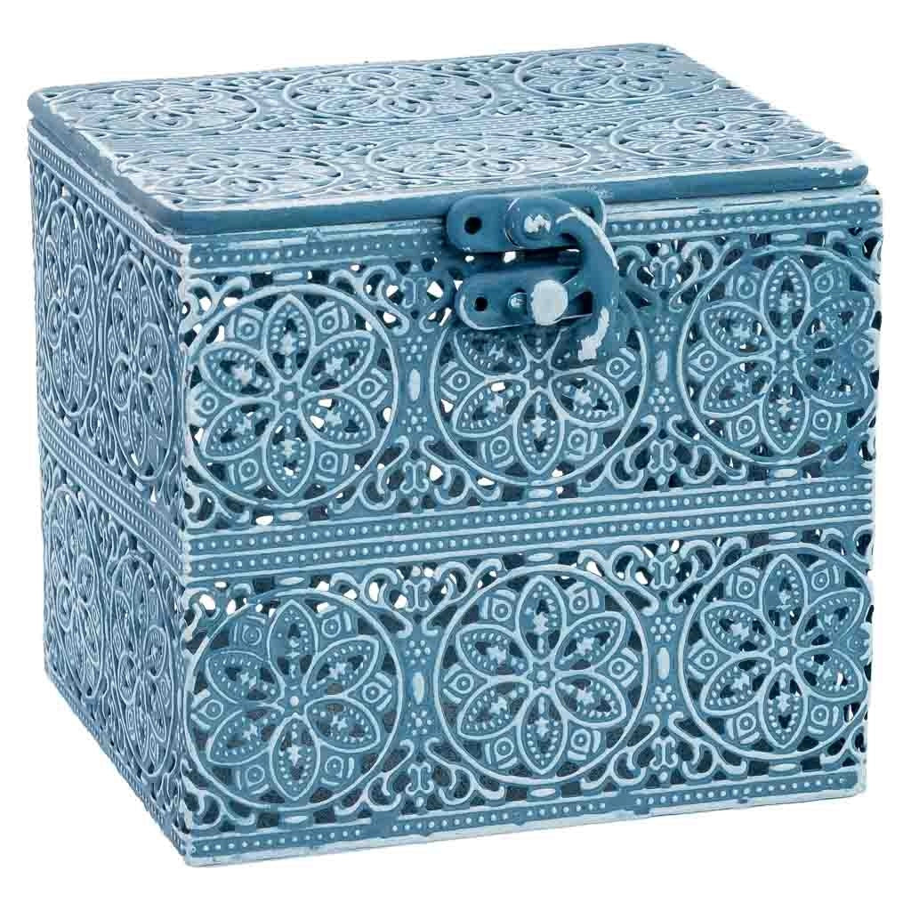 Scatola in metallo blu 12.5x12.5x11.5h cmh cm