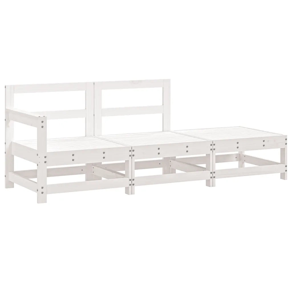 Set Salotto da Giardino 3 pz Bianco in Legno Massello di Pinocod mxl 108622
