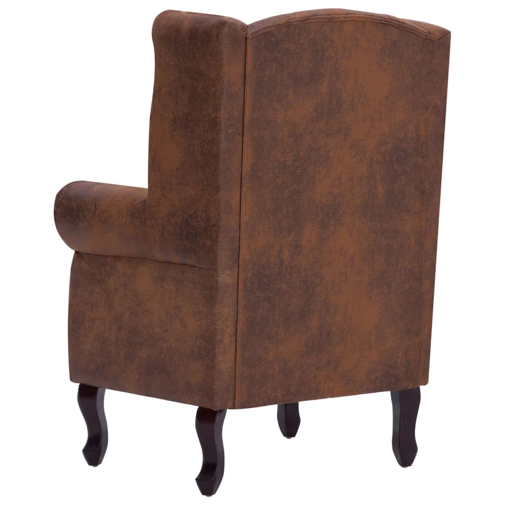 Poltrona Chesterfield poltrona lounge poltrona club divano lounge pelle scamosciata sintetica marrone 1102228/3