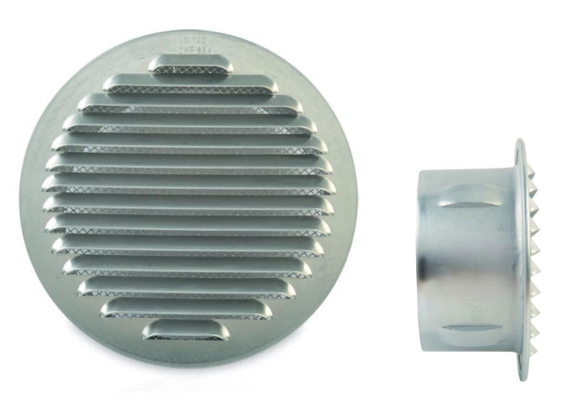 GRIGLIA DI AERAZIONE IN ALLUMINIO Ø mm. 120 imbocco Ø mm. 115