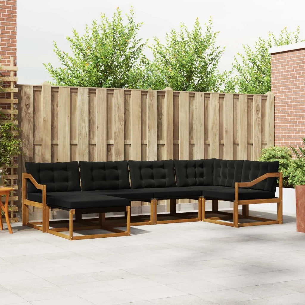 Set di divani da esterno con cuscino 6 pcs Naturale e Nero 3369635