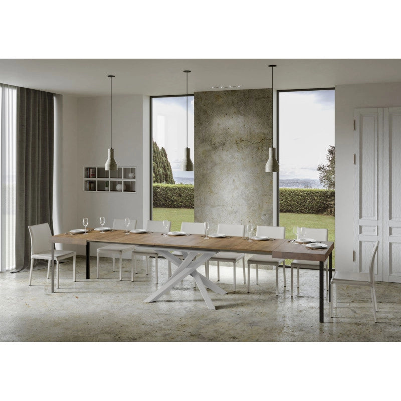 Tavolo allungabile 140/400x90 cm Volantis telaio Bianche - Noce