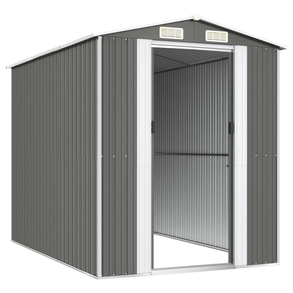 Casetta da giardino cabina ripostiglio capanno da esterno capanno per attrezzi robusta colore chiaro 192 x 274 x 223 cm acciaio zincato grigio 02_0022256