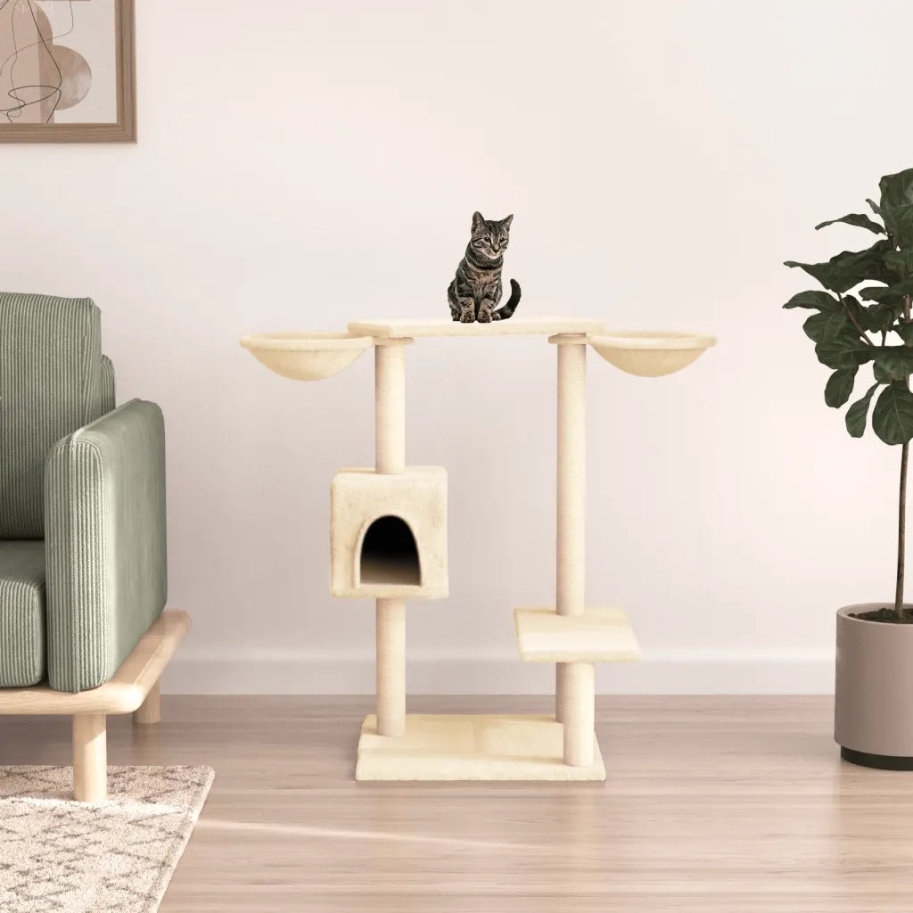 Albero per Gatti con Tiragraffi Crema 82 cmcod mxl 95212