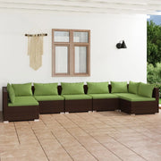 Set Divani da Giardino 7 pz con Cuscini in Polyrattan Marrone 3101892