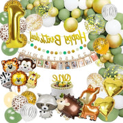 Decorazione di Compleanno 1 anno - Set di Jungle verde marrone pallone animali palloni per bambini (ragazzo ragazza)