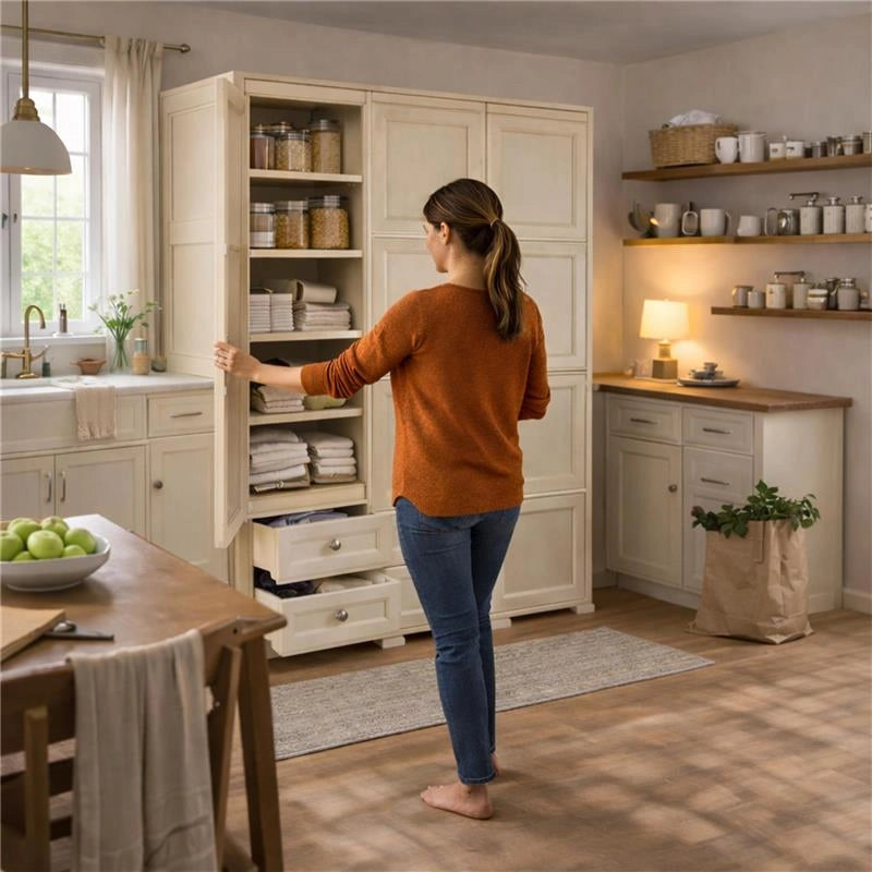 ARMADIO 2 ANTE CON APPENDIABITI E 4 CASSETTI OMNIMODUS – GUARDAROBA MULTIUSO EFFETTO LEGNO MARRONE