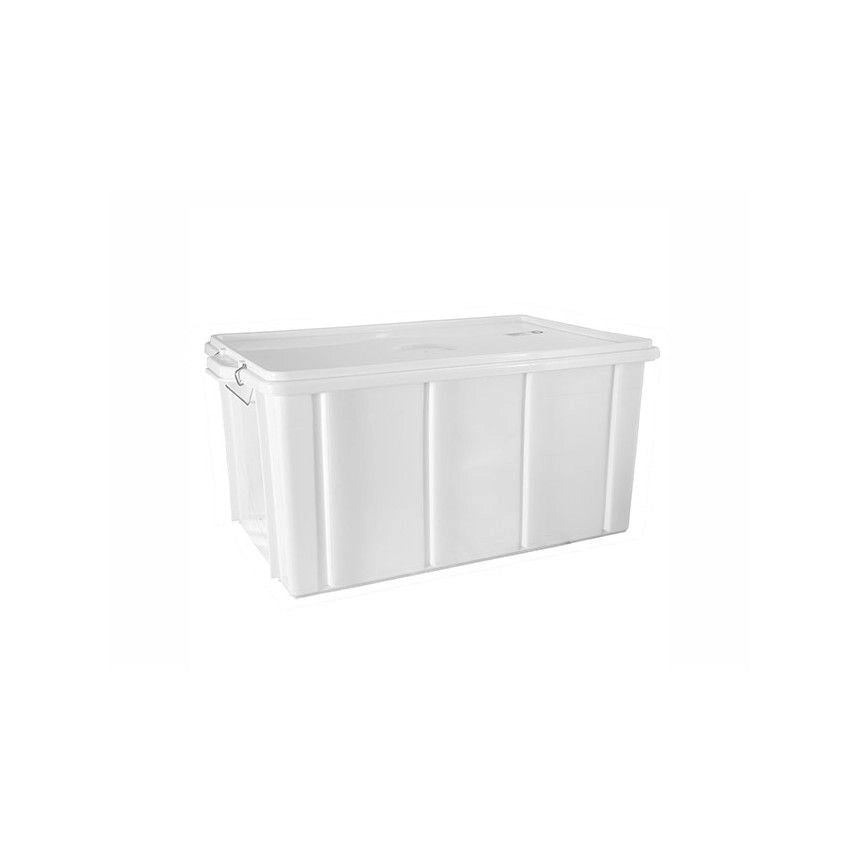 Giganplast GPS455410 Box Cassetta con Coperchio in Plastica Alimentare 60 Litri Ganci Zincati colore Bianco