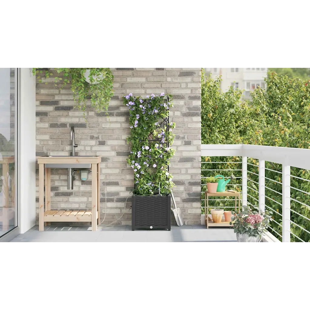 Vaso da giardino Nero 40 x 40 x 142 cm Plastica 42002849