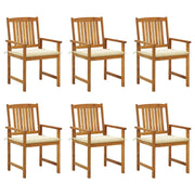 Sedie da Giardino con Cuscini 6 pz in Legno Massello di Acacia cod mxl 25674