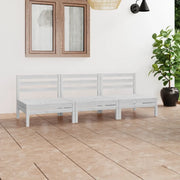 Set Divani da Giardino 3 pz Bianco in Legno Massello di Pino 3082443