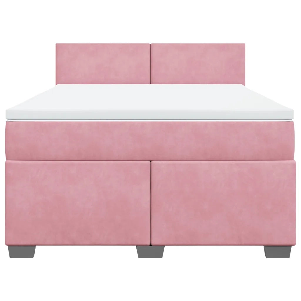 Giroletto a Molle con Materasso Rosa 160x200 cm in Velluto 3286353