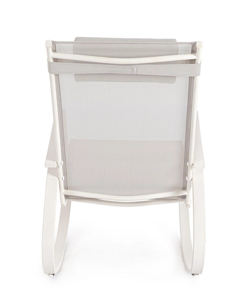 Poltrona a Dondolo da Giardino 60x107x95h cm in Acciaio e Textilene Ercolano Bianco e Grigio