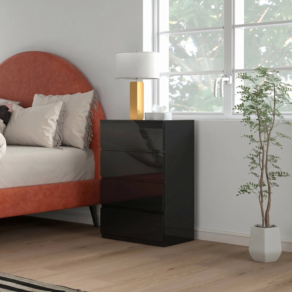 Cassettiera 4 Cassetti 55x33x80 cm Design Moderno e Multiuso in Legno Nero