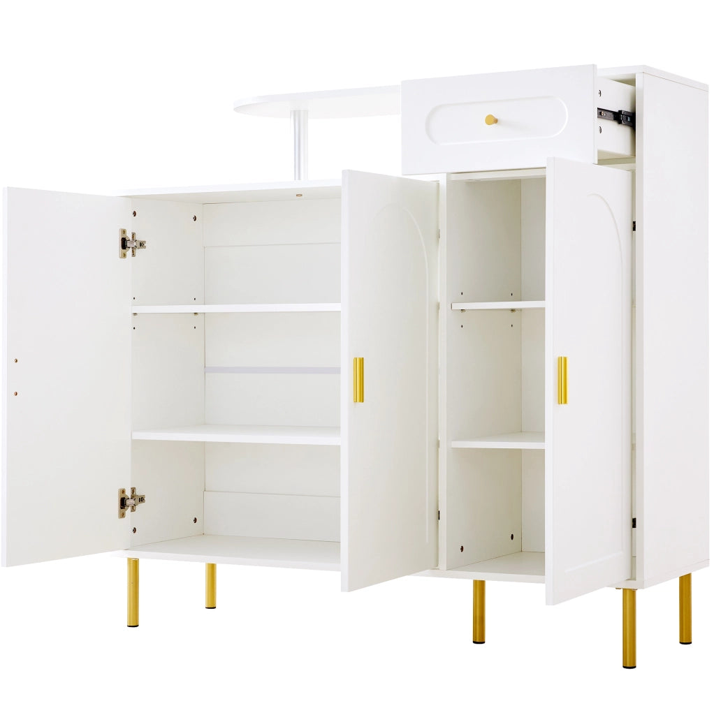 Credenza 120x35x92 cm con 1 cassetto e 3 ante; bianca