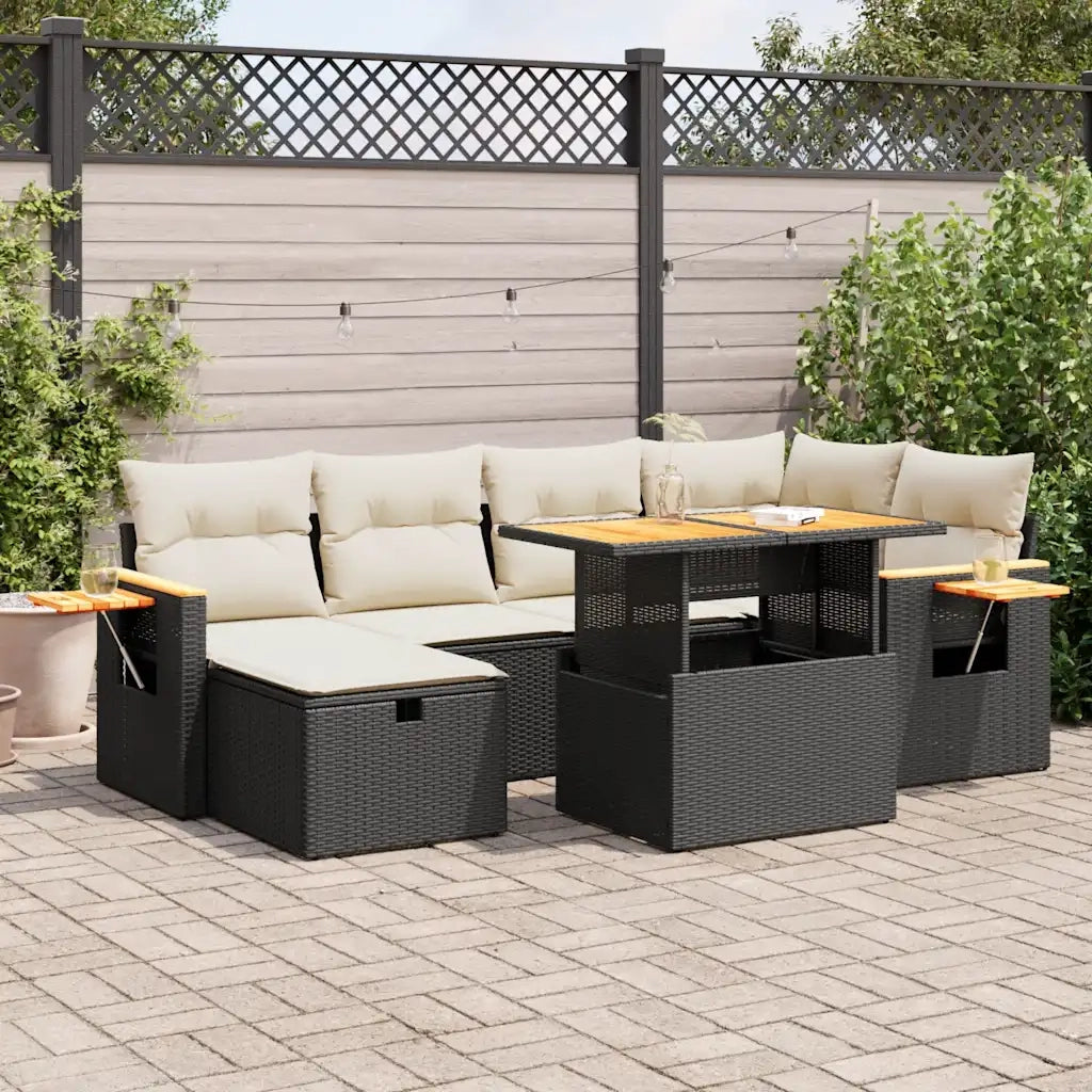 Set Divani da Giardino con Cuscini 8 pz Nero in Polyrattan 3328134