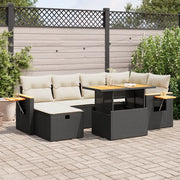 Set Divani da Giardino con Cuscini 8 pz Nero in Polyrattan 3328134