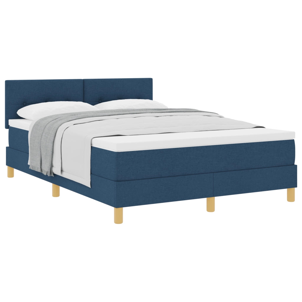 Letto Box Spring con Materasso Blu 140x190 cm Tessuto