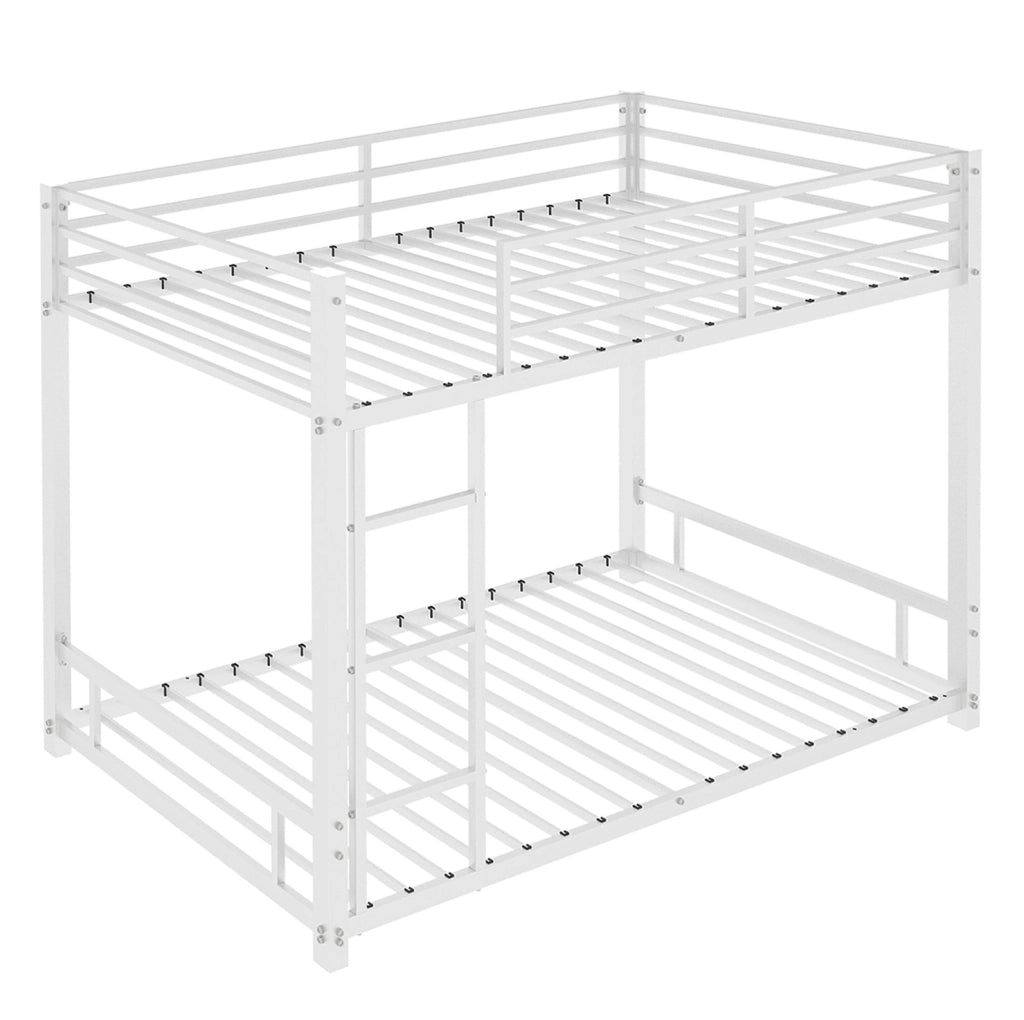 Letto a castello 90x190 cm con scala e sponde in ferro bianco