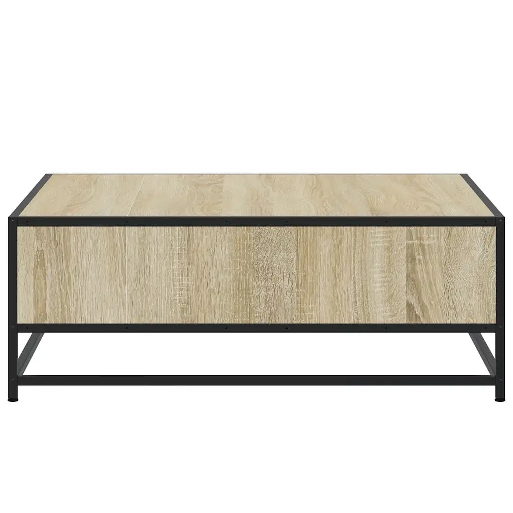 Tavolino Rovere Sonoma 80x80x30 cm in Truciolato e Metallo