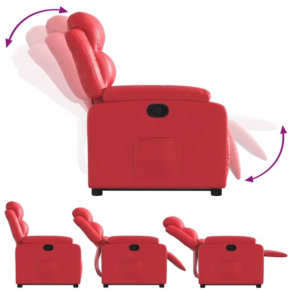 Poltrona Alzapersona Reclinabile Rosso in Similpelle 3205047