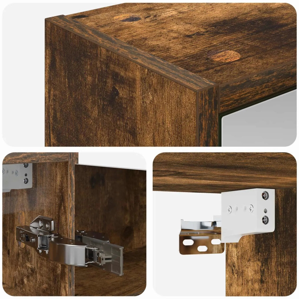 Mobiletto per specchio da bagno Rovere fumé 43 x 16 x 62.5 cm 889147