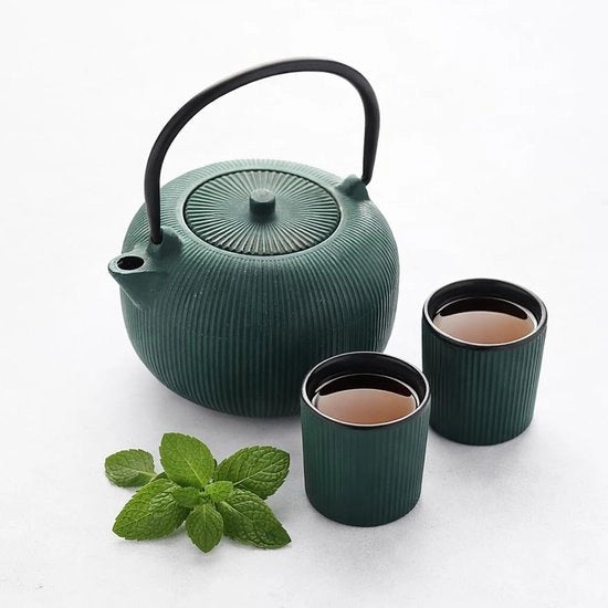 Set di Teiera in Acciaio con 2 Tazze - Verde Foresta