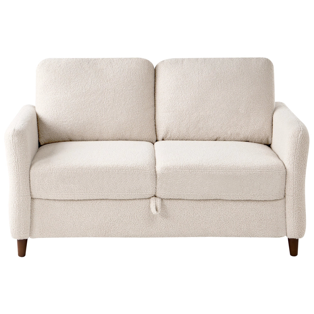 Set da salotto costituito da divani da 2 e 3 posti rivestito in tessuto con braccioli beige chiaro stile moderno
