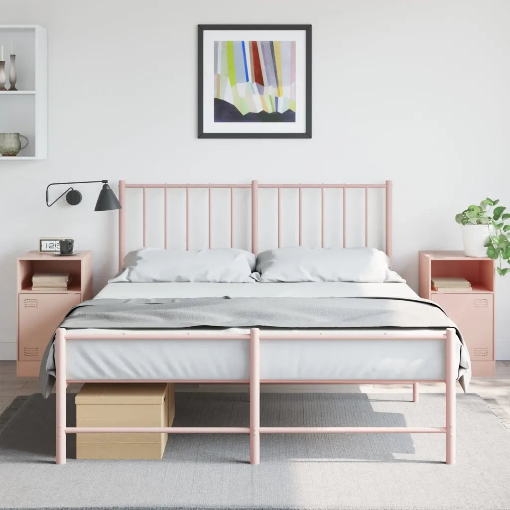 Comodini 2 pz-Set di 2 Tavolino da notte Rosa 34,5x39x62 cm in Acciaio 841514