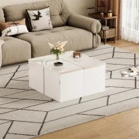 Set di tavolini fai-da-te con piano in finitura lucida, combinazione libera, 81x81x40 cm, Bianco