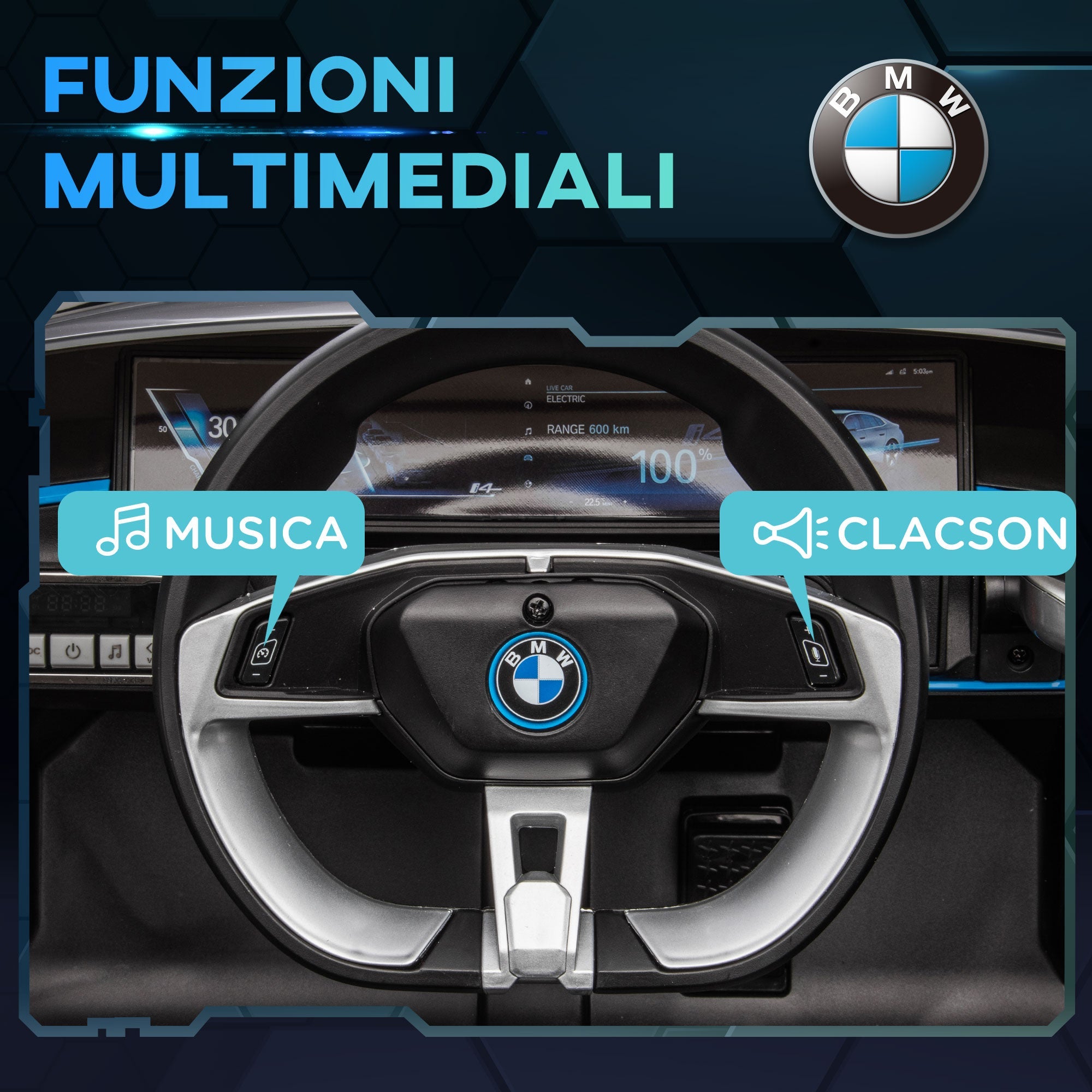 Macchina Elettrica per Bambini 12V con Licenza BMW I4 Nera