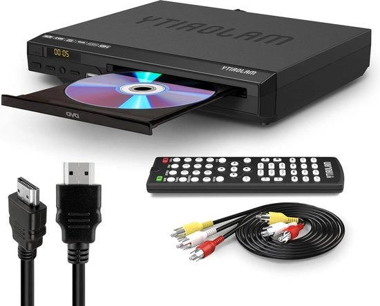 Dvd player per TV con ingresso HDMI e connessione USB | Molte possibilità di connessione e region-free | Riproduzione via USB con telecomando