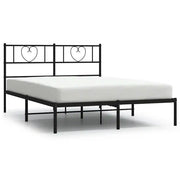 Letto matrimoniale | Letto per adulti | Giroletto con Testiera in Metallo Nero 160x200 cm