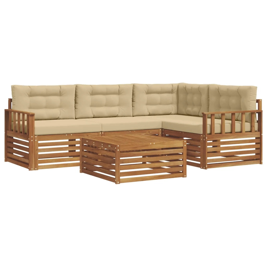 Set di divani da esterno con cuscino 5 pcs Naturale e Beige
