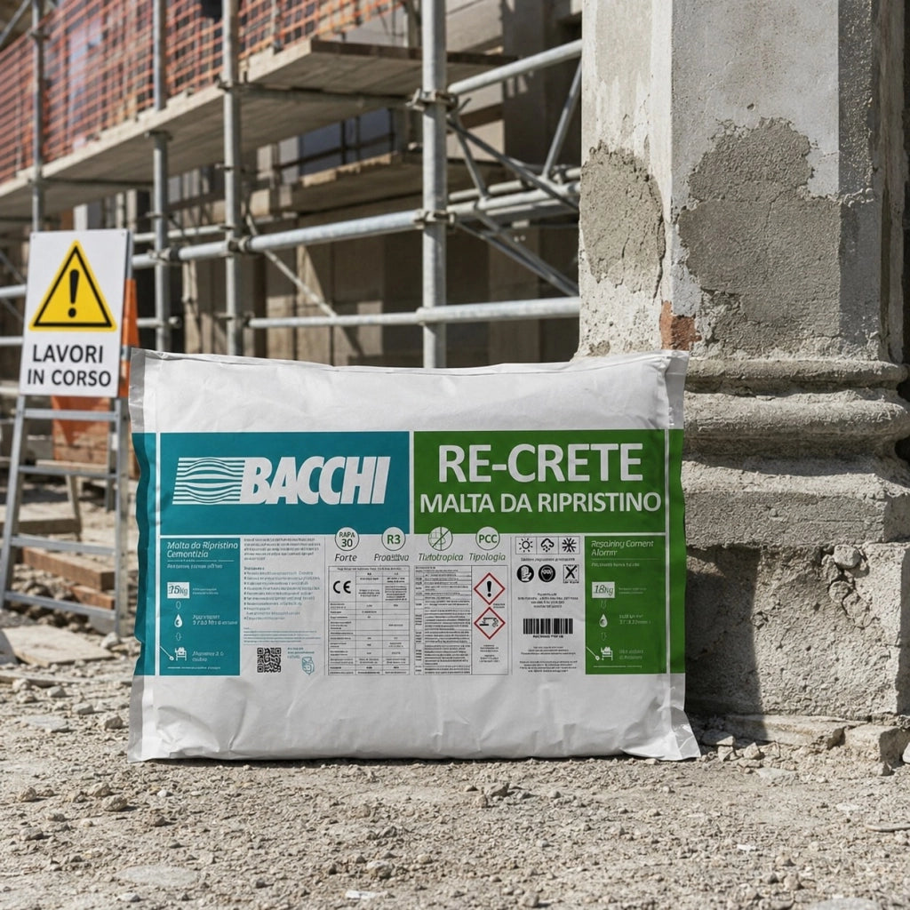 Bacchi re-crete malta cementizia tixotropica fibrorinforzata antiritiro 18 kg