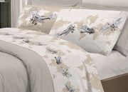 Completo Lenzuola Linea Pensieri Delicati 100% Cotone Disegno Aerei - Piazza E Mezza - Beige