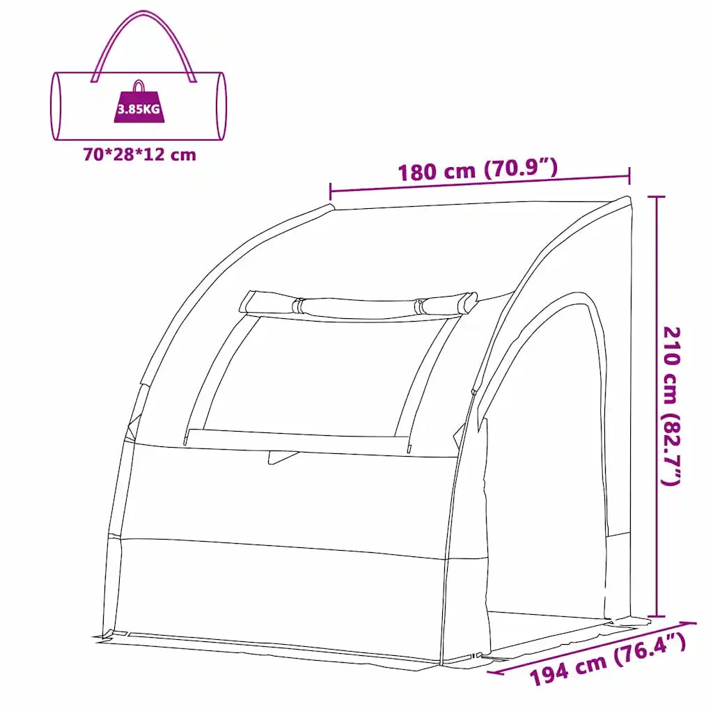 vidaXL Tenda con tetto Grigio e Arancione e Nero 194 x 180 x 210 cm