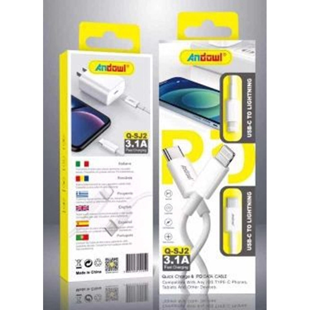 Trade Shop - Cavo Q-sj2 Da Usb-c A Lightning Ricarica Rapida Power Delivery Trasferimento Dati 3.1a 1mt -