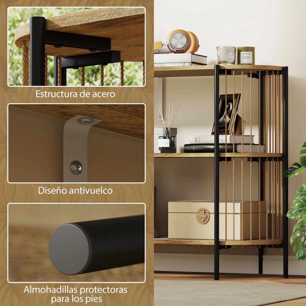 Tavolo da consolle ¨C zephmum ¨C legno naturale, acciaio, 124x43.5x80 cm