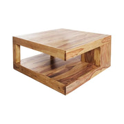 Tavolino basso GRADI 80 cm in legno massiccio di Sheesham - Tavolino basso quadrato con contenitore